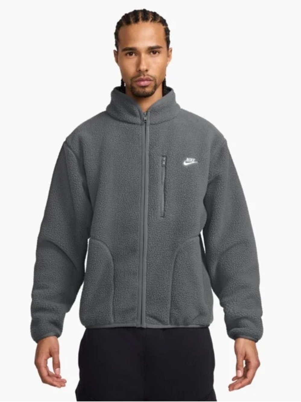 Nike Men’s Charcoal Grey Sherpa Full-Zip Jacket
